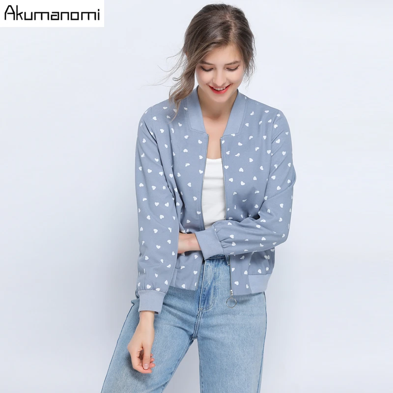 discount  Women Jacket Plus Size Fashion Ladies Retro Heart Zipper Up Bomber Jacket Casual Coat Autumn Spring