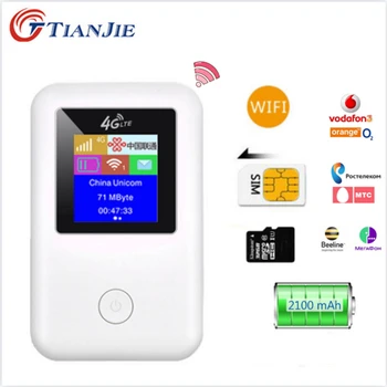 

TIANJIE 4G/LTE Unlocked Mifi Router Dongle Mobile Hotspot Router Modem Wireless Broadband Wifi Pocket Sim Card Slot Car Wifi