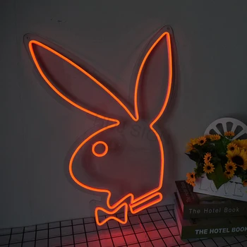 

HDJSign Playboy bunny led neon sign phrase Transparen led pink blue Custom light neones display home wall decor