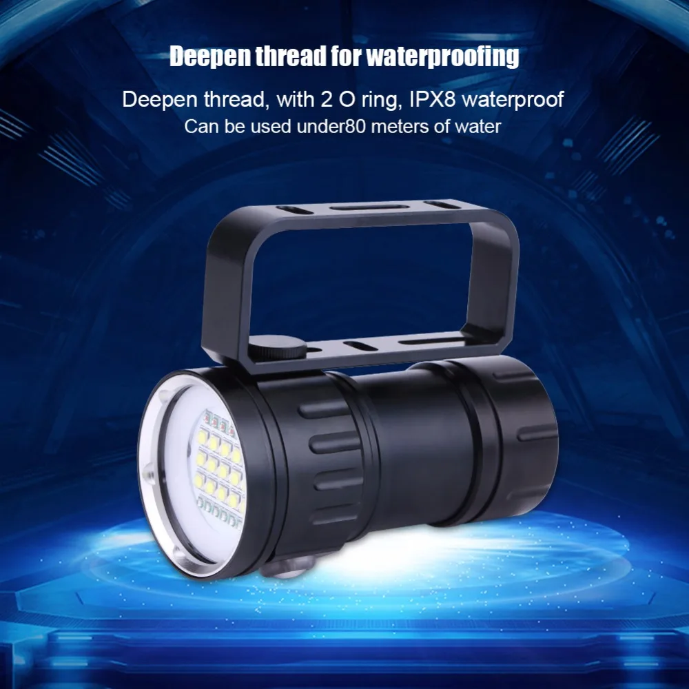 Светодиодный фонарик IPX8 18000лм 500 м водонепроницаемый фонарь для наружного кемпинга подводный фонарь светодиодный