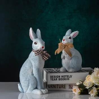 

Cute Blue Bow Tie Rabbit Bunny Home Decorations Holiday Home Garden Wedding Ornament Photo Props Crafts Creative Birthday Gift