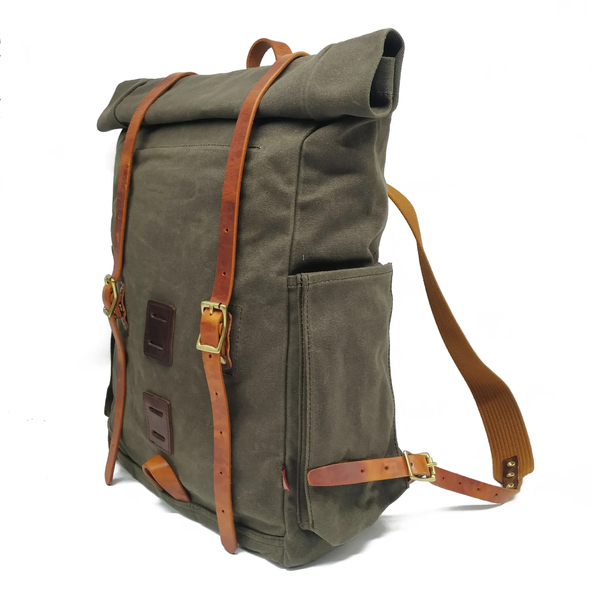 Waxed Canvas Backpack Hiking Camping Rucksack Men Trekking Large Laptop Bag 15 6 inches Vintage Leather Backpack 6