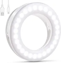 Anneau lumineux à 40 LED, lumière annulaire à intensité réglable, 3 couleurs de lumière, 3 niveaux de luminosité, lumière universelle pour Selfie