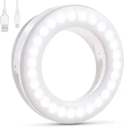 Selfie anel de luz, 40 led pode ser escurecido anel clipe de luz no telefone anel de luz, 3 luz cor 3 nível brilho universal selfie luz