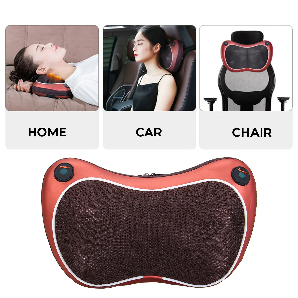Car Home Use Relaxation Massage Pillow Vibrator Electric Neck Shoulder Back Heating Kneading Infrared therapy Massage Pillow