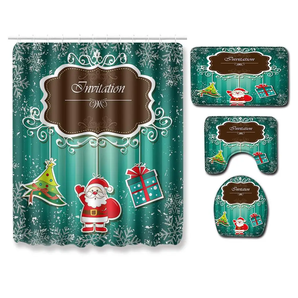 4 шт./компл. Merry Christmas душ Шторы с Нескользящие Коврики для туалета крышка ванны коврики для дома Ванная комната аксессуар 180*180 - Цвет: Светло-серый