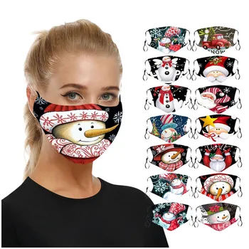 

PM2.5 Christmas Unisex Mask Washable Reuse Face Guard Printing Protection Mouth Masks Soft Dust Proof Breathable Face masque