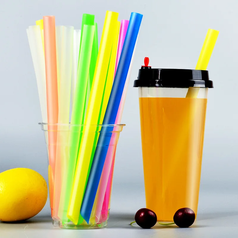 

Milk Tea Straw Chunky Disposable Individual Package Soybean Milk Fruit Juice Beverage Transparent Color Plastic Straw Thick Stra