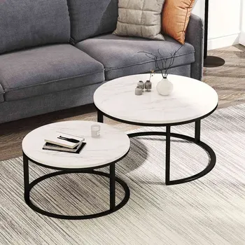 

Modern Coffee Table Sets Marble Table Top Stainless Steel Frame Durable Simple Living Room Table Set Office Furniture