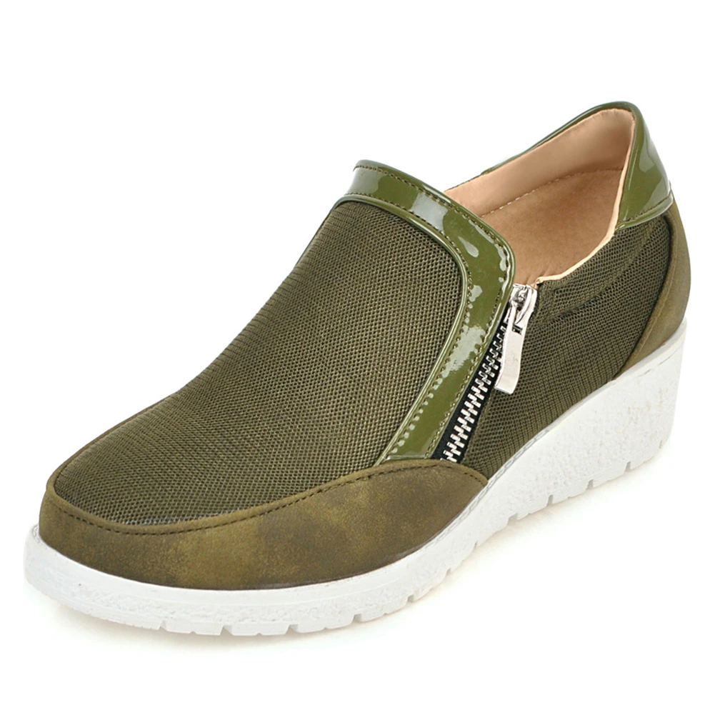 SARAIRIS/Новинка, размеры 34-43, удобные танкетки, лоферы, Женская Повседневная легкая обувь на плоской подошве, г. Осенняя элегантная повседневная рабочая обувь для женщин из органической кожи - Цвет: Зеленый