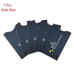 5-Pack RFID Blocking Credit Card Protector Sleeves (Style 1-dark blue)