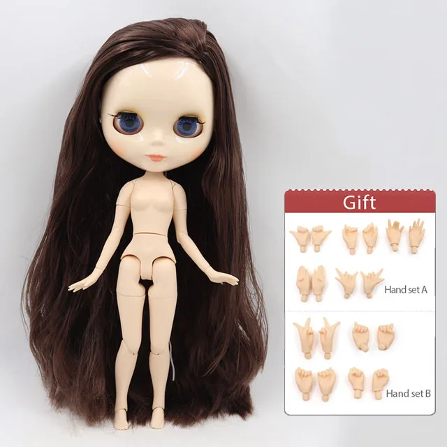 Ледяная фабрика Blyth кукла 1/6 BJD индивидуальные обнаженные тела с белой кожей, глянцевое лицо, подарок для девочки, игрушка - Цвет: BL0222 b