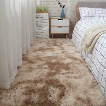 

Bedroom Bedside Carpet Living Room Coffee Table Sofa Floor Mat Solid Color Plush Thickened Washed Silk Hair Non-Slip Blanket