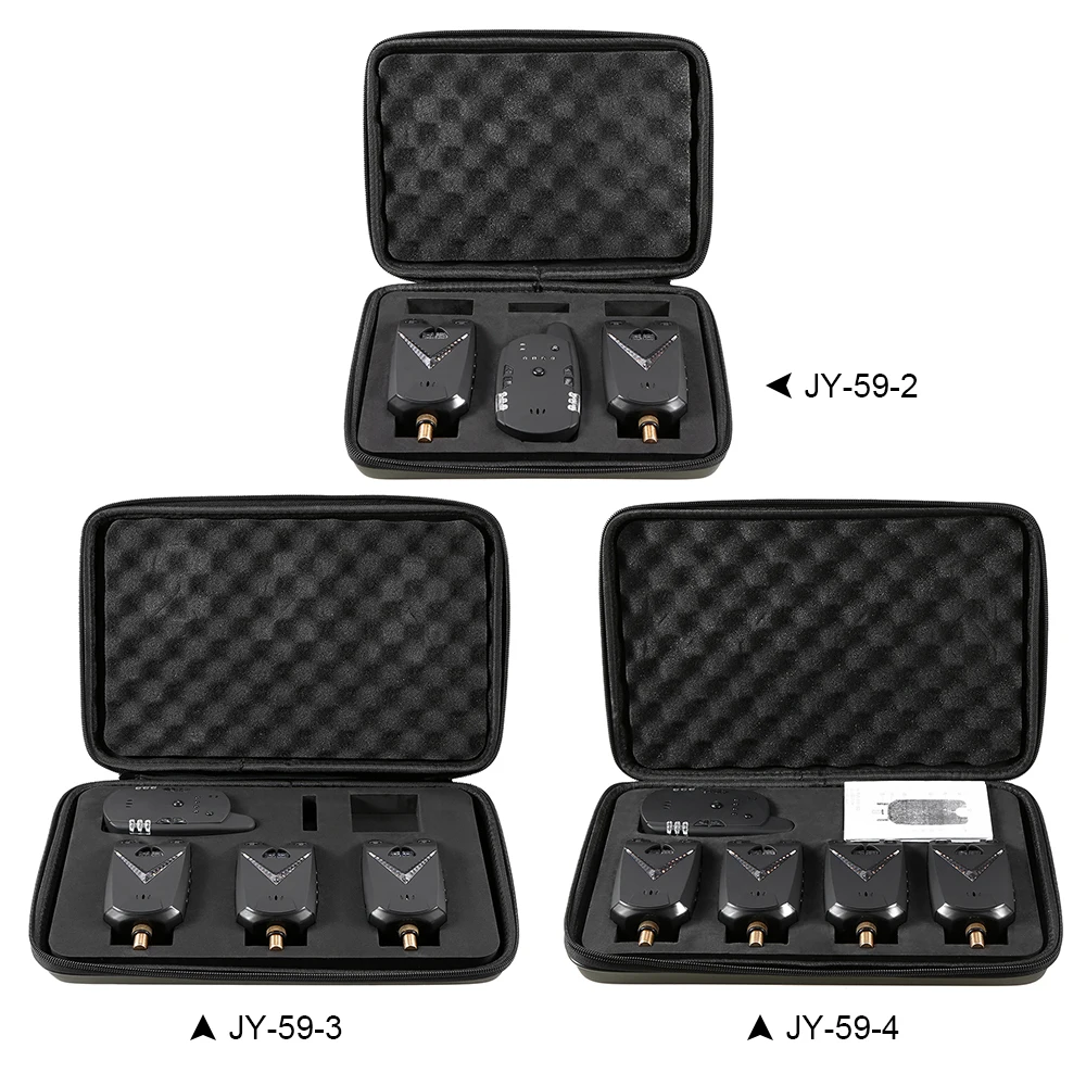 

Hot New 2+1/3+1/4+1 pcs Wireless Digital Fishing Bite Alarm Sound Alert Kit Led Alarm Indicator with Zippered Case for Pesca