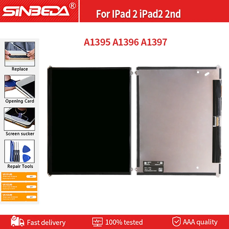 For iPad 2 A1395 A1396 A1397 LCD Display Screen Touch Digitizer Assembly Replace