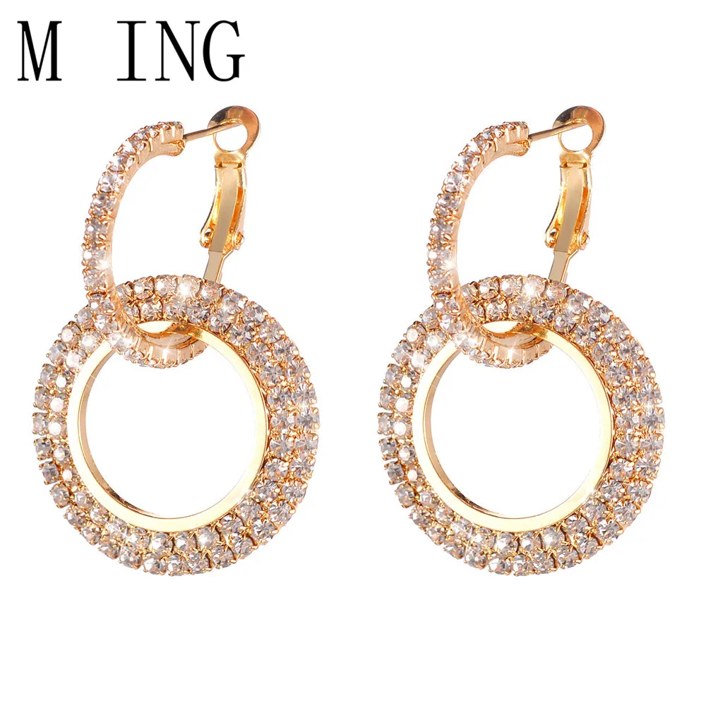 Женские винтажные серьги-кольца MLING многоцветные серьги из сплава с кристаллами