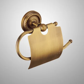 

European Style Brass Antique Wall Mount Toilet Paper Bathroom Tissue Holder Storage Shelf