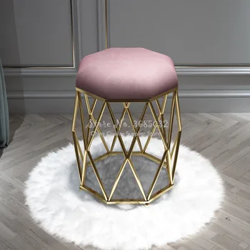 

Pink Luxury Nordic Golden Stools & Ottomans Dressing Stool Change Shoes Small Pink Sofa Living Room Furniture