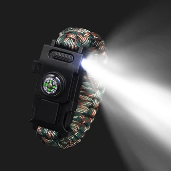 

Emergency 550 Paracord Bracelet Survival Cord With LED Lights Camouflage Tactical Wristband Reflector for Camping Hiking Sports