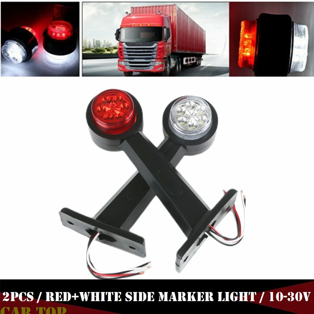 12V/24V 2X Waterproof Clearance Light Side Marker Lamp 4 LED Indicators Lamp Red