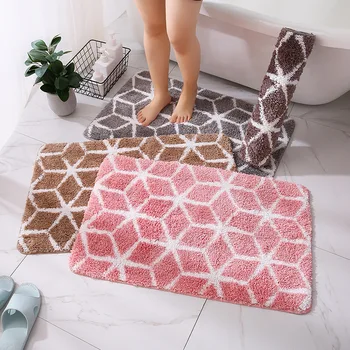 

Bath Mat Different colour Classic Geometric Pattern Super Soft Absorbent Bathroom Door Mat bed room Non-slip Bath Rug Carpet