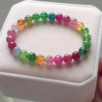 

Certificate Natural Colorful Tourmaline Quartz Rainbow Clear Round Beads Bracelet 7.5mm From Brazil Women Crystal Jewelry AAAAAA