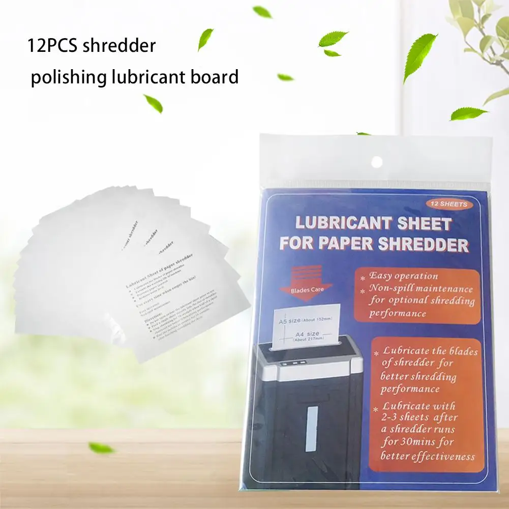 

12PCS Paper Shredder Sharpening Lubricant Sheets Shredder Lubricating Oil Portable Paper Type Lubricating Oil Lubricant Paper