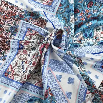 

Blue jacquard embroidery painting Tweed cotton fabric coat dress textiles nappe rideau tissu patchwork diy fabric C823