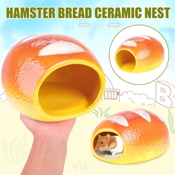 

Bread Design Hamster Ceramic Nests House Bed for Summer Small Pet Squirrel Honey Bag J2Y