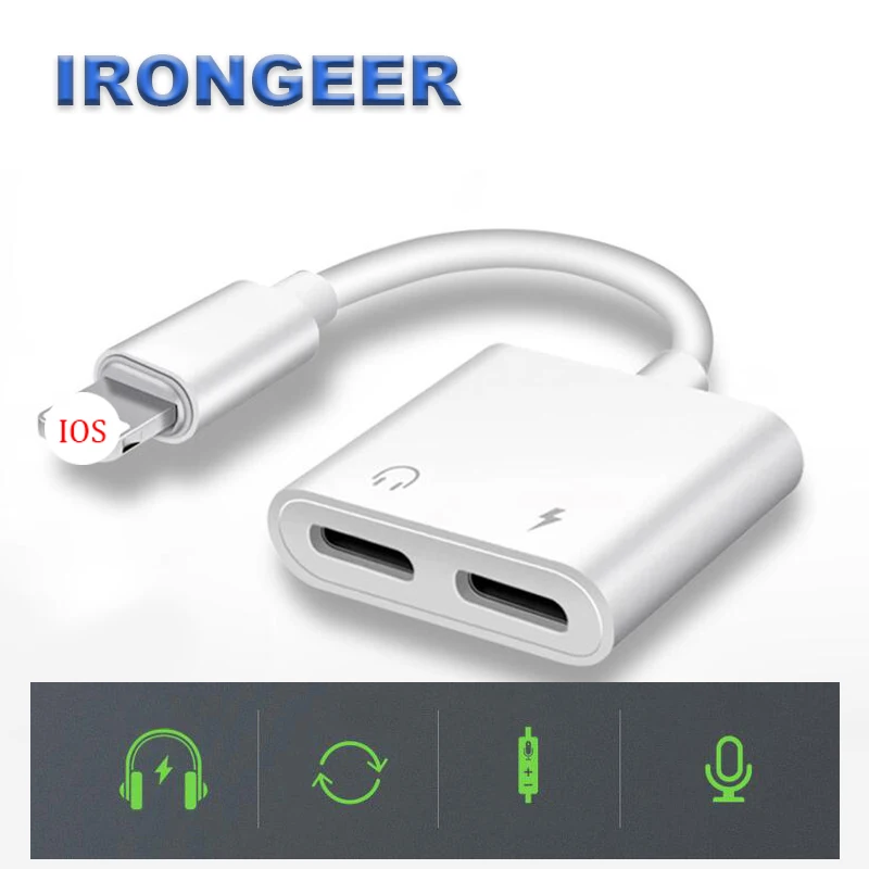 

High Quality iPhone Aux Adapter 4 In 1 Earphone Adapter for Apple iPhone XS MAX XR X 7 8 Plus 3.5mm Jack Aux Cable Splitter