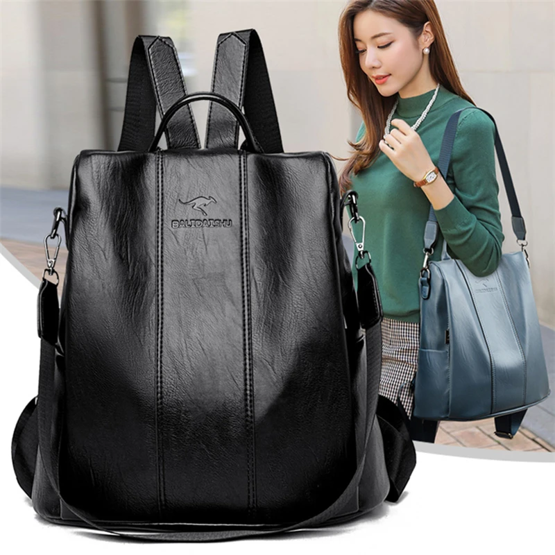 2020 New High Quality Leather Backpacks Women High Capacity Travel Backpack Mochilas School Bags For Teenage Girls Shoulder Bag