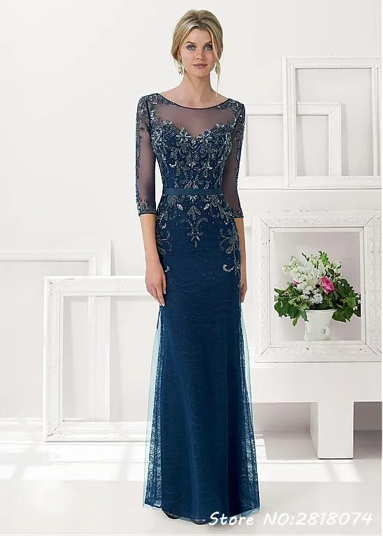 Robe De Soiree Русалка Кружева бисером вечерние платья 2019 Половина рукава на заказ плюс