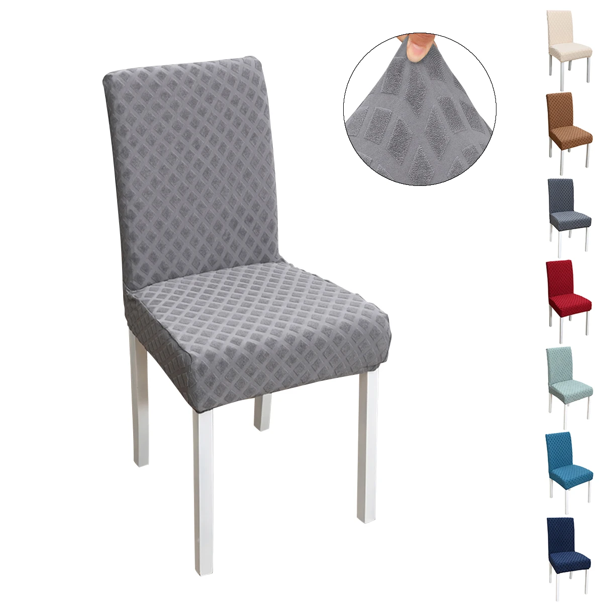 

Solid Colour Jacquard Chair Cover Spandex Desk Seat Chair Covers Protector Stretch Slipcover For Hotel Banquet Wedding Universal