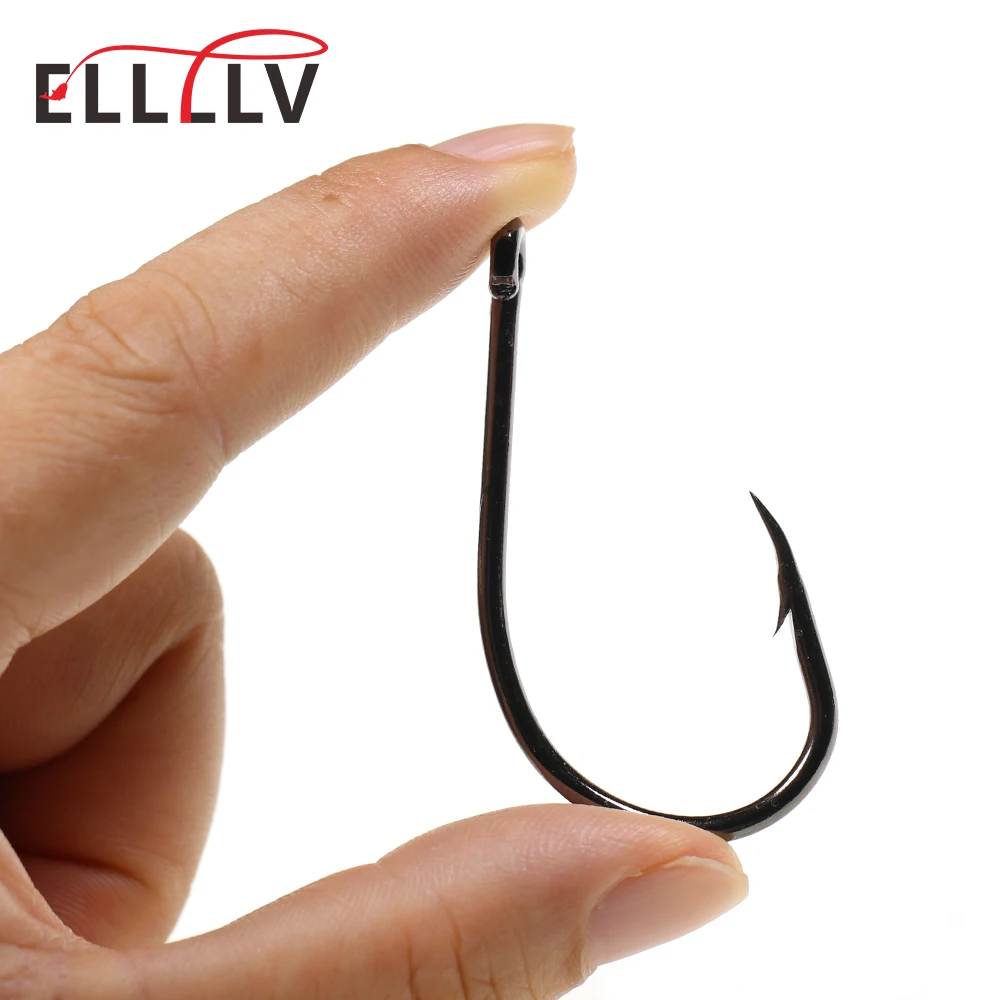Elllv 100PCS 3X Faultless O'shaughnessy Fishing Hook Chemeical Tip Barbed Fish Hooks for Freshwater Saltwater #4 - 10/0 | Спорт и