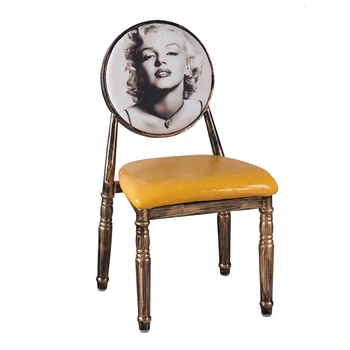 

Chair retro restaurant iron dining chair creative hotel personalized make-up stool back