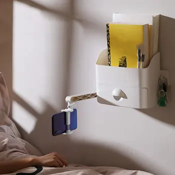 

Multifunction Wall Bedside Tidying Rack Storage Organizer Shelf with Phone Holder MDJ998