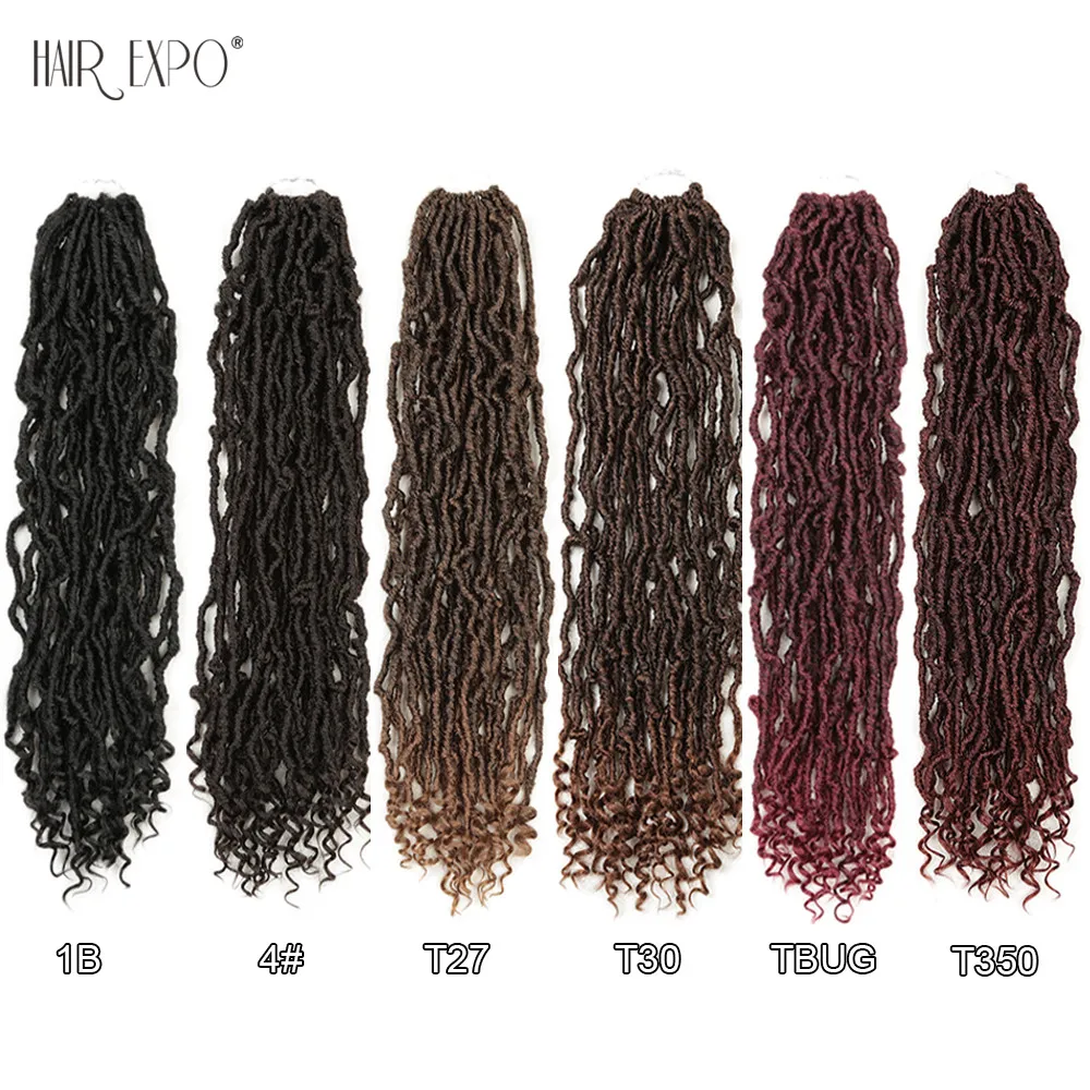20 дюймов богиня искусственные локоны в стиле Crochet волос Nu Locs, синтетика, затененные косички, волосы для наращивания, модный парик для женщин волос Expo город