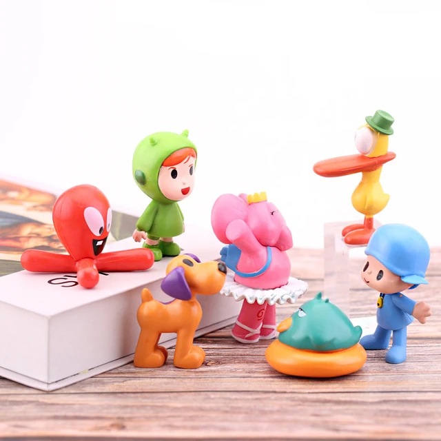 Novo pocoyo boneca ornamento dos desenhos animados elly pato loula criativo  pvc modelo figura brinquedos bonito bolo de aniversário decoração menino  menina presente quente - AliExpress