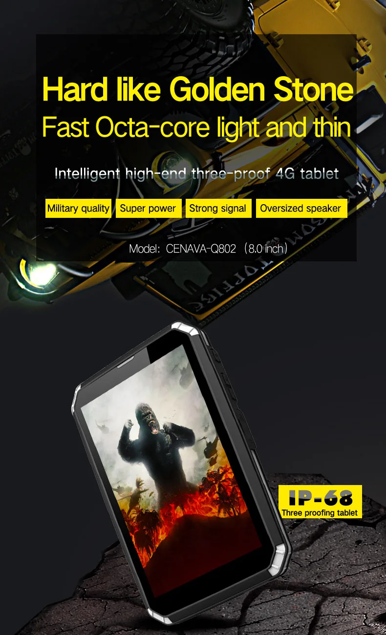 T802 Прочный планшет android ПК IP68 Водонепроницаемый смартфон 8 дюймов, четыре ядра, 4 Гб Оперативная память 64 Гб Встроенная память 13.0MP SIM 4 аппарат не привязан к оператору сотовой связи gps