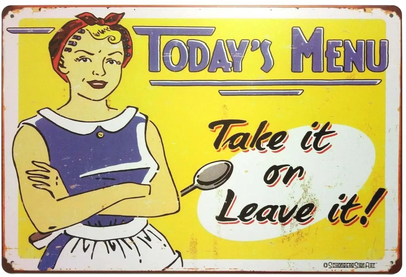 

Retro kitchen logo, metal wall decoration, tin, 12x8