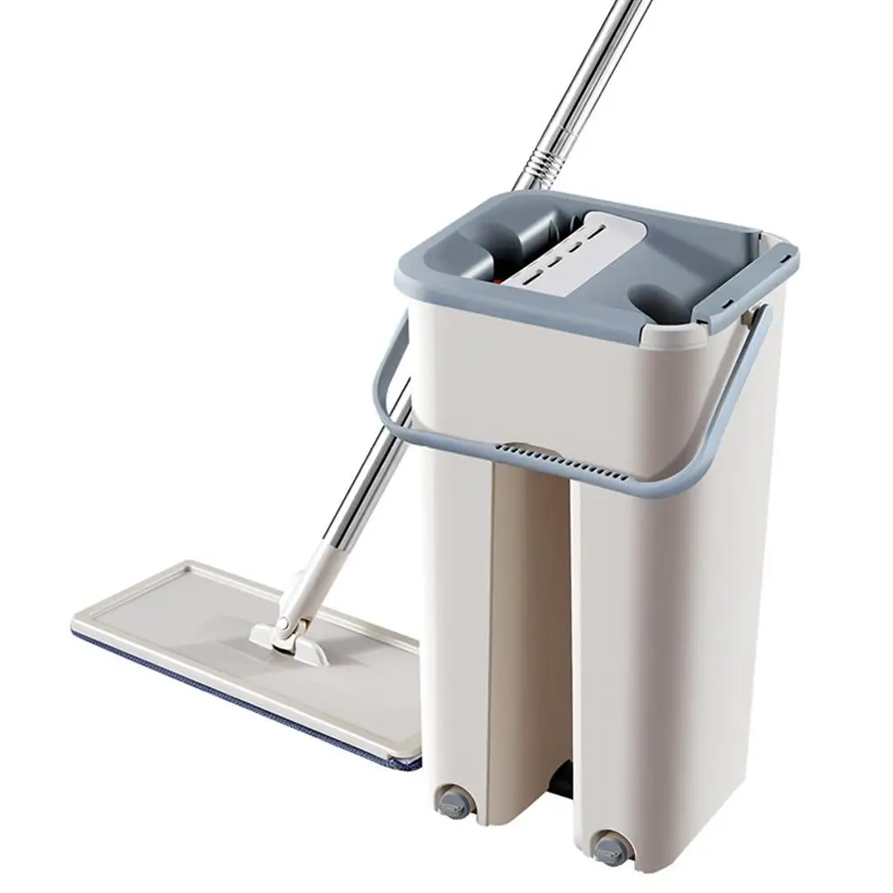 

Magic Cleaning Mops with Bucket Drop Shipping Floors Squeeze Flat Hand Free Wringing Lazy Mop Home Kitchen Floor Cleaner Tool