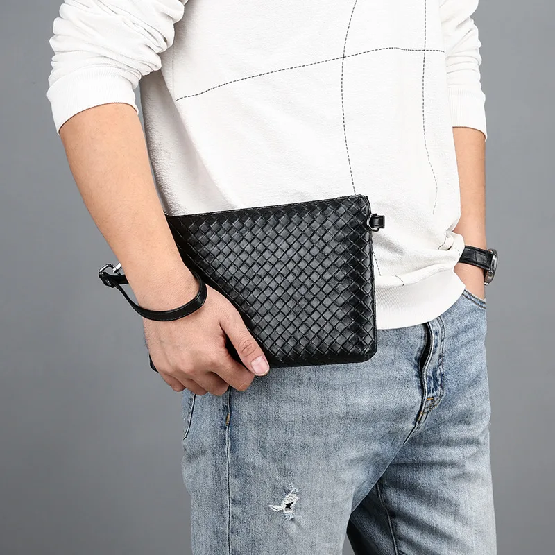 

Korean-style Men Clutch Bag Cool Hand-woven Large-Volume Tote Fashion Man Bag