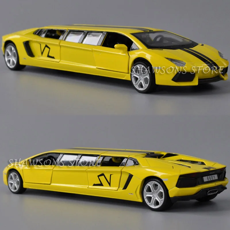1:32 литье под давлением Модель автомобиля игрушки Вытяните назад Aventador растянуть лимузин W/звук и светильник