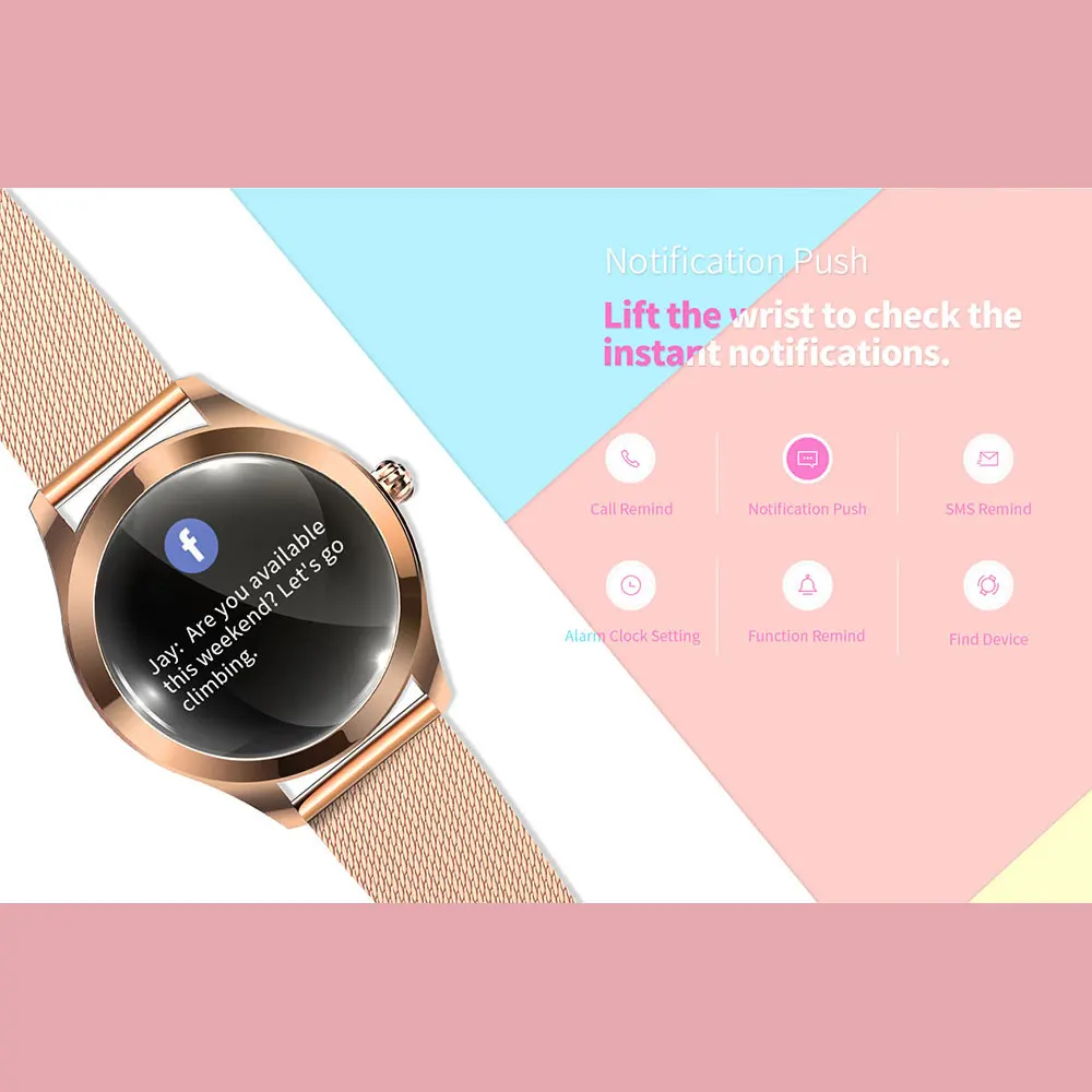 KW10 band IP68 Водонепроницаемые Смарт-часы для женщин Прекрасный браслет монитор сердечного ритма мониторинг сна Smartwatch подключение IOS Android