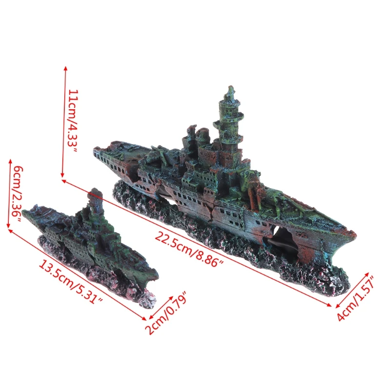 Украшение для аквариума, морской военный корабль, украшение для аквариума, скрывающаяся пещера, пейзаж, лодка