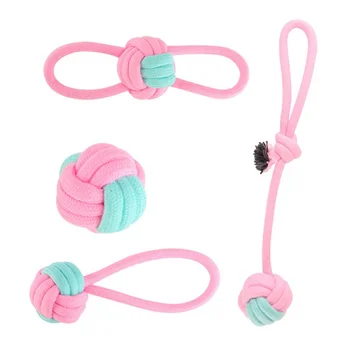 

Pet Fun Rope Knot Molar Teeth Cleaning Outdoor Training Fun Toy Set Of 4 (Random Color)