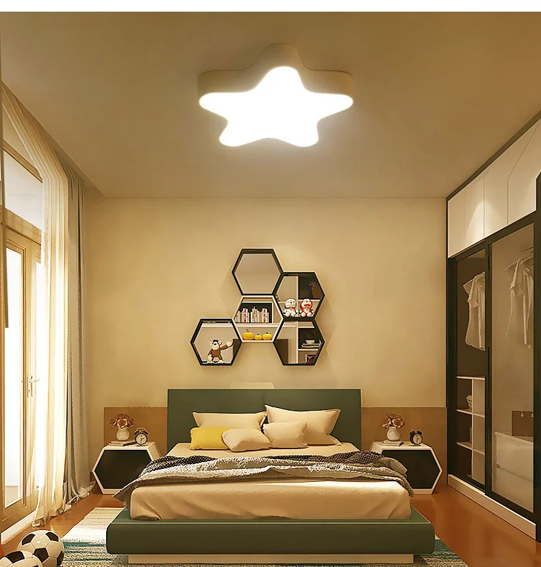 Светодиодный пентагональный светильник для спальни, офиса, кабинета, кафе, необычный светодиодный потолочный светильник для детской комнаты, 24 Вт, теплый/белый свет