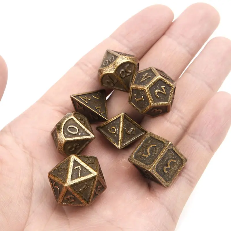 Hot 7pcs/set Metal Dice Digital Family Party Bar For RPG Polyhedral Board Game D4-D20 Whosale&ampDropship | Спорт и развлечения