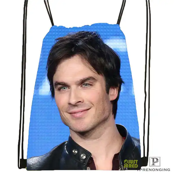 Drawstring Backpack Пользовательский Ian-Somerhalder-Lost-Reunion@ 01-походная сумка на шнурке милый рюкзак для детей(черная спинка) 31x40 см#180611-03-102 - Цвет: Drawstring Backpack