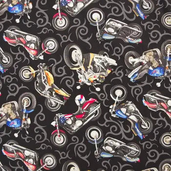 

1 yard Cotton poplin Fabric, Motocycle (width=140cm)